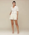 Avec Les Filles Scalloped Crocheted Cardigan Scalloped Crocheted Shorts In Ivory