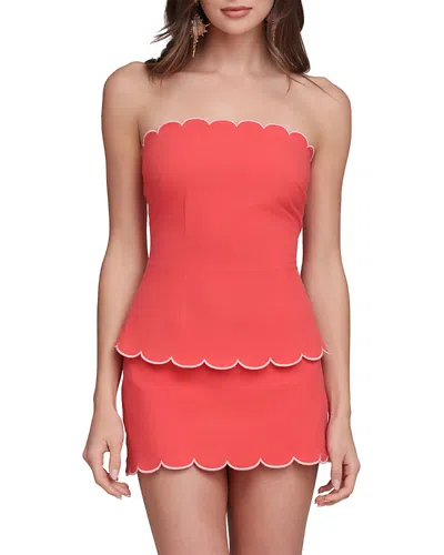 Avec Les Filles Scalloped Hem Removable Straps Top In Pink