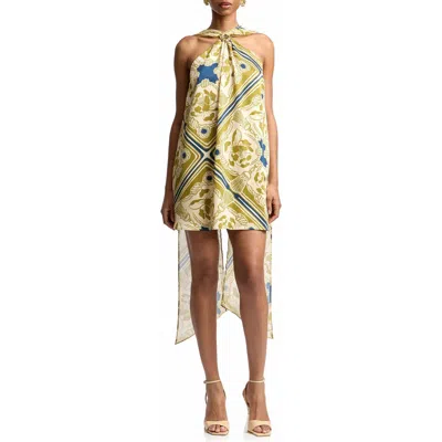 Avec Les Filles Scarf Drape Halter Minidress In Neutral
