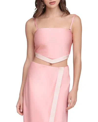 Avec Les Filles Scarf Top In Coral Pink