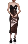 Avec Les Filles Sequin & Lace Slipdress In Brown