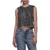 Avec Les Filles Sequin Mesh Tank In Gray