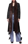 Avec Les Filles Shawl Collar Faux Leather & Faux Fur Wrap Coat In Brown