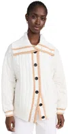 Avec Les Filles Shearling Bomber Jacket Ivory In Ivory