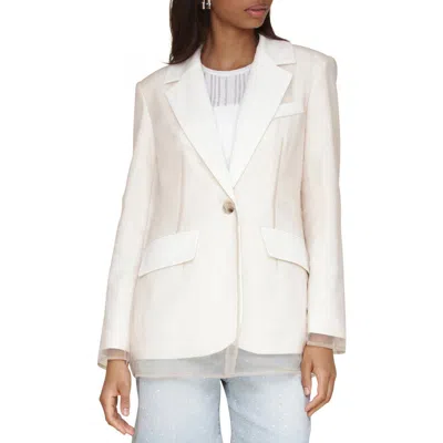 Avec Les Filles Sheer Overlay Blazer In Off White Taupe