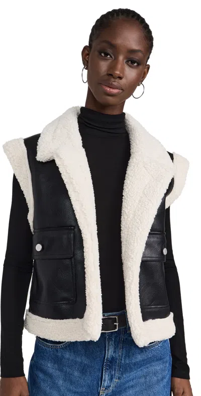 Avec Les Filles Sherpa Vest Black/cream