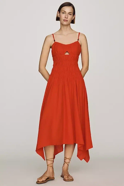 Avec Les Filles Shirred Dress In Red