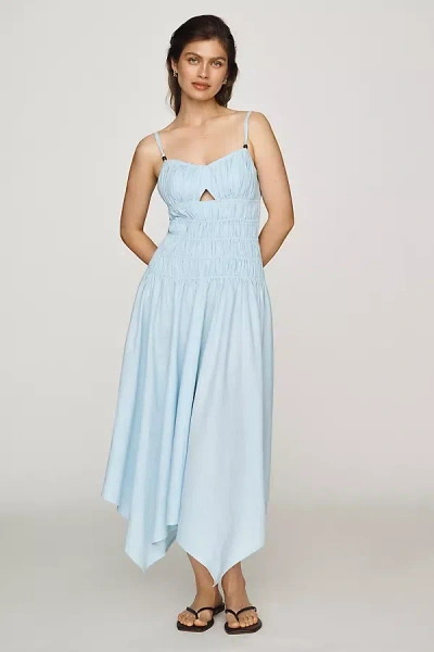 Avec Les Filles Shirred Dress In Blue
