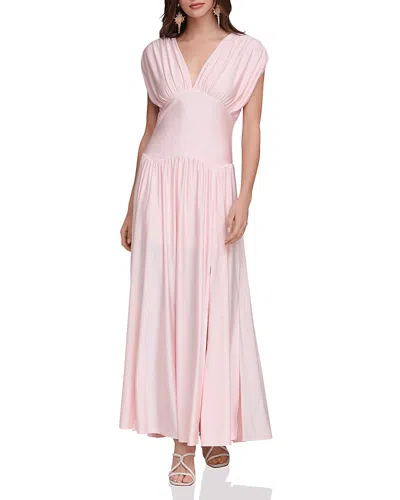Avec Les Filles Shirred Jersey Maxi Dress In Pink