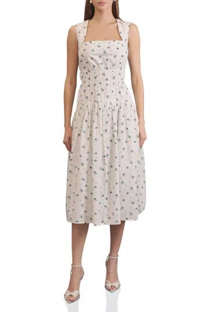 Avec Les Filles Shirred Tiered Midi Dress In White