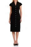 Avec Les Filles Short Sleeve Corduroy Dress In Black