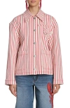 Avec Les Filles Short Stripe Chore Jacket In Multi