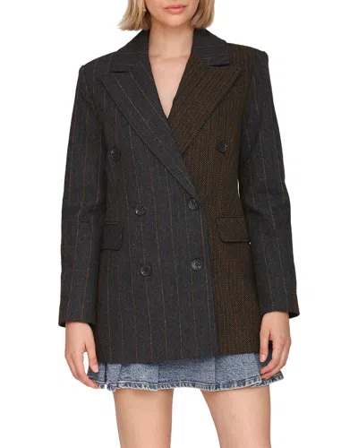 Avec Les Filles Short Wool-blend Blazer In Blue
