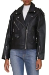 Shop Avec Les Filles Leather Biker Jacket In Black