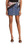 Avec Les Filles Side Panel Denim Mini Skirt In Blue