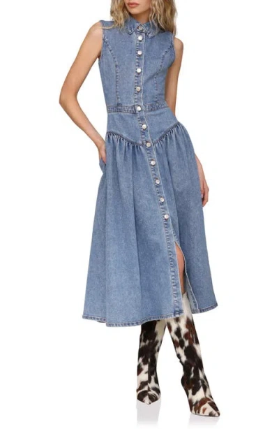 AVEC LES FILLES AVEC LES FILLES SLEEVELESS DENIM MIDI DRESS