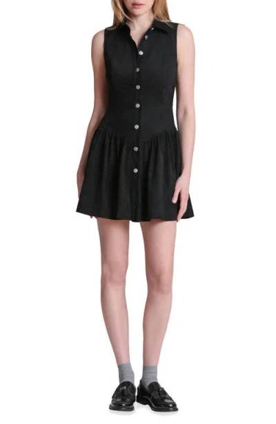 Avec Les Filles Sleeveless Faux Suede Minidress In Black