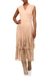 Avec Les Filles Sleeveless Fringe Dress In Biscuit
