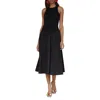 Avec Les Filles Sleeveless Mixed Media Fit & Flare Dress