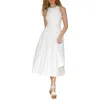 Avec Les Filles Sleeveless Mixed Media Fit & Flare Dress