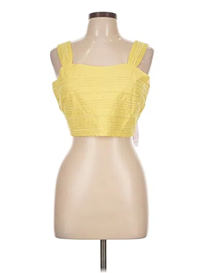 Pre-owned Avec Les Filles Sleeveless Top Yellow Square Neckline Tops