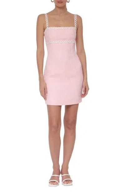 Avec Les Filles Sleeveless Tweed Minidress In Pink/white