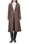 Avec Les Filles Slouchy Double Breasted Trench Coat In Brown