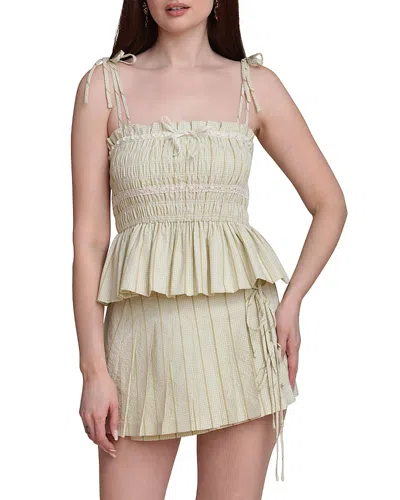 Avec Les Filles Smocked Peplum Cami In Green