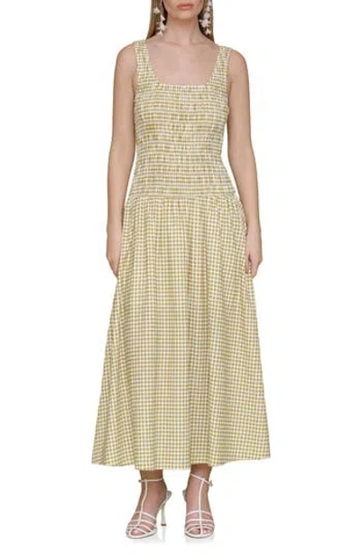 Avec Les Filles Smocked Sleeveless Fit & Flare Maxi Dress In Green