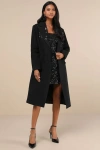 Avec Les Filles Sophisticated Weather Black Sequin Coat In Black