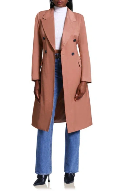 Avec Les Filles Stretch Cotton Blend Belted Trench Coat In Maple