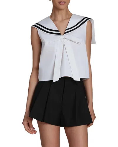 Avec Les Filles Stretch Sailor Top In White