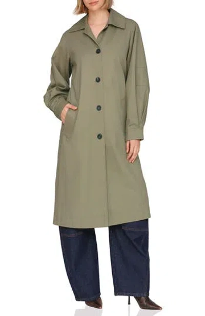 Avec Les Filles Stripe Back Balloon Sleeve Coat In Green