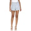 Avec Les Filles Stripe Belted Cuffed Cotton Blend Shorts In Blue/white Stripe
