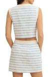 Avec Les Filles Stripe Crop Vest In Blue White Stripe