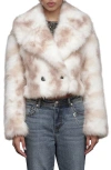 Avec Les Filles Stripe Faux Fur Crop Jacket In Multi