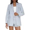 Avec Les Filles Stripe Oversize Blazer In Medium Blue And White Stripe