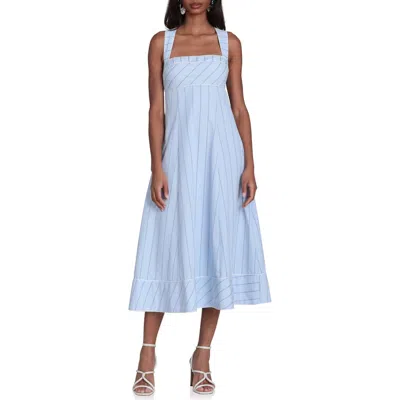 Avec Les Filles Stripe Sleeveless Midi Dress In Blue