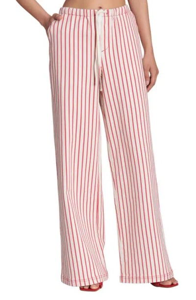 Avec Les Filles Stripe Tie Waist Pants In Pink