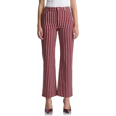 Avec Les Filles Striped High Waist Bootcut Jeans In Pink