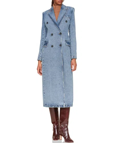 Avec Les Filles Strong Shoulder Fitted Coat In Blue