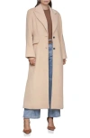 Avec Les Filles Strong Shoulder Hourglass Single Breasted Coat In Brown