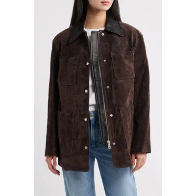 Avec Les Filles Suede Barn Coat In Brown