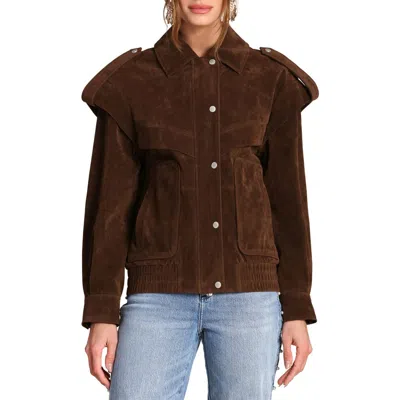Avec Les Filles Suede Bomber Jacket In Brown