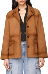 Avec Les Filles Suede Notch Collar Jacket In Brown
