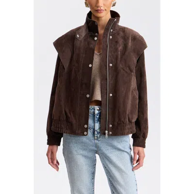 Avec Les Filles Suede Oversized Bomber Jacket In Wood