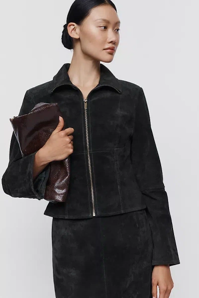 Avec Les Filles Suede Slim Jacket In Black