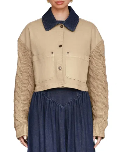 Avec Les Filles Sweater Sleeve Chore Jacket In Yellow