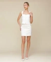 Avec Les Filles Sweetheart Neck Vest Top Button Front Mini Skirt In White Denim