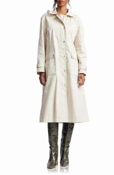 Avec Les Filles Swing Rain Trench Coat In Neutral